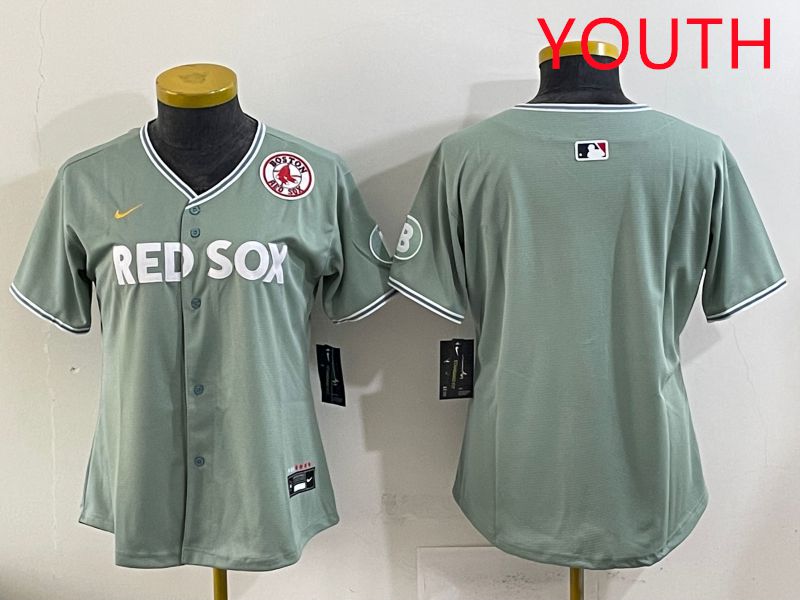 Youth 2025 Boston Red Sox Blank Light Green Joint Name Nike MLB Jersey style 3->youth mlb jersey->Youth Jersey